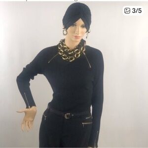 INC International Concepts Black Crew Neck Sweater